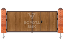 Деревянные распашные ворота с калиткой 2250×1750 ЗМК-5278
